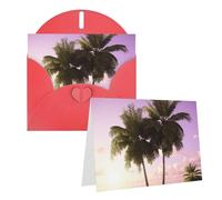 Blank Greetings Card 4'' X 6'' With Envelopes, Tropical Tree Pink Thank You Cards Note Cards Red All Occasion Cards For Christmas Holidays Birthday Graduation Anniversaries