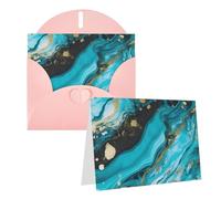 Blank Greetings Card 4'' X 6'' With Envelopes, Turquoise Blue Gold Marble Thank You Cards Note Cards Pink All Occasion Cards For Christmas Holidays Birthday Graduation Anniversaries