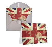 Blank Greetings Card 4'' X 6'' With Envelopes, Vintage Union Jack British Flag Thank You Cards Note Cards Gray All Occasion Cards For Christmas Holidays Birthday Graduation Anniversaries