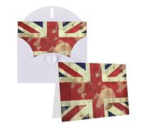 Blank Greetings Card 4'' X 6'' With Envelopes, Vintage Union Jack British Flag Thank You Cards Note Cards White All Occasion Cards For Christmas Holidays Birthday Graduation Anniversaries