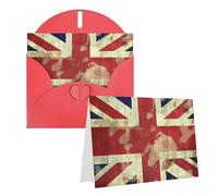 Blank Greetings Card 4'' X 6'' With Envelopes, Vintage Union Jack British Flag Thank You Cards Note Cards Red All Occasion Cards For Christmas Holidays Birthday Graduation Anniversaries