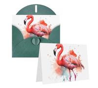 Blank Greetings Card 4'' X 6'' With Envelopes, Watercolor Flamingo Thank You Cards Note Cards Dark Green All Occasion Cards For Christmas Holidays Birthday Graduation Anniversaries