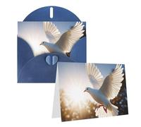 Blank Greetings Card 4'' X 6'' With Envelopes, White Dove Flying In The Sun Thank You Cards Note Cards Blue All Occasion Cards For Christmas Holidays Birthday Graduation Anniversaries