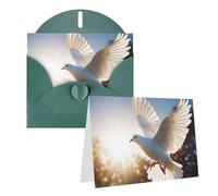 Blank Greetings Card 4'' X 6'' With Envelopes, White Dove Flying In The Sun Thank You Cards Note Cards Dark Green All Occasion Cards For Christmas Holidays Birthday Graduation Anniversaries