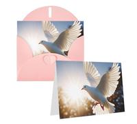Blank Greetings Card 4'' X 6'' With Envelopes, White Dove Flying In The Sun Thank You Cards Note Cards Pink All Occasion Cards For Christmas Holidays Birthday Graduation Anniversaries