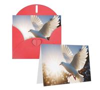 Blank Greetings Card 4'' X 6'' With Envelopes, White Dove Flying In The Sun Thank You Cards Note Cards Red All Occasion Cards For Christmas Holidays Birthday Graduation Anniversaries