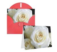 Blank Greetings Card 4'' X 6'' With Envelopes, White Rose Thank You Cards Note Cards Red All Occasion Cards For Christmas Holidays Birthday Graduation Anniversaries