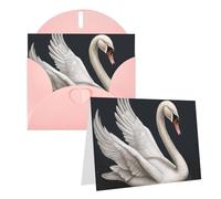 Blank Greetings Card 4'' X 6'' With Envelopes, White Swan Thank You Cards Note Cards Pink All Occasion Cards For Christmas Holidays Birthday Graduation Anniversaries