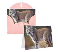 Blank Greetings Card 4'' X 6'' With Envelopes, Wild Bobcat Thank You Cards Note Cards Pink All Occasion Cards For Christmas Holidays Birthday Graduation Anniversaries