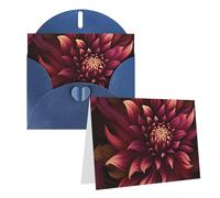 Blank Greetings Card 4'' X 6'' With Envelopes, Wine Red Artistic Flower Thank You Cards Note Cards Blue All Occasion Cards For Christmas Holidays Birthday Graduation Anniversaries