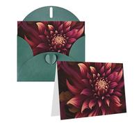 Blank Greetings Card 4'' X 6'' With Envelopes, Wine Red Artistic Flower Thank You Cards Note Cards Dark Green All Occasion Cards For Christmas Holidays Birthday Graduation Anniversaries