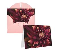 Blank Greetings Card 4'' X 6'' With Envelopes, Wine Red Artistic Flower Thank You Cards Note Cards Pink All Occasion Cards For Christmas Holidays Birthday Graduation Anniversaries