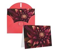 Blank Greetings Card 4'' X 6'' With Envelopes, Wine Red Artistic Flower Thank You Cards Note Cards Red All Occasion Cards For Christmas Holidays Birthday Graduation Anniversaries