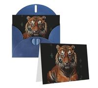 Blank Greetings Card 4'' X 6'' With Envelopes, With Tiger And Paws Thank You Cards Note Cards Blue All Occasion Cards For Christmas Holidays Birthday Graduation Anniversaries