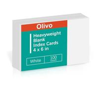 Blank Index Cards 4x6 Unlined Unruled Flash Note Cards 4" x 6", White, 100 Count, 220 GSM Heavy Weight