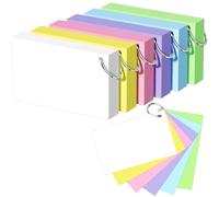Blank Index Cards with Ring, 600PCS Blank Notecards 3 x 5 Flashcards for Studying，Unruled Flash Note Cards 3'' x 5'' Unlined Index Cards Bulk for College Nursing School Supplies,6 Pack of 100, Colored