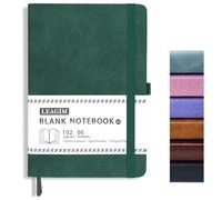 Blank Journal Notebook, A5, 192 Pages 100 GSM Thick Sketch Book for Women Men, Hardcover Leather Unlined Journaling for Work, Notebooks for Writing, 5.8 inches x 8.5 inches (Dark Green)