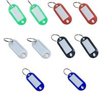 Blank Labeling Tags, 10 Pack Key Tags with Ring and Label Window, Tough Plastic Key Label Tags, Use for Home, Office, Travel, Pets, Storage, 5 Assorte