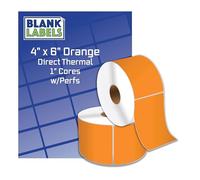 Blank Labels 4" X 6" Direct Thermal Shipping Labels Orange Pastel Color 2 Rolls of 250, Compatible with Zebra Printers 2844 ZP-450 ZP-500 ZP-505 Shipping Labels 500 Total (Orange)