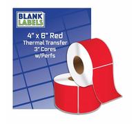 Blank Labels Colored Thermal Transfer Shipping Labels, 4" x 6" Printer Labels on 3" Cores with Perforation, 1,000 Labels Per Roll in Blue Flood Coat - Thermal Transfer Label Printer With Ribbon Needed