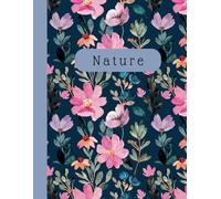 Blank Large Notebook, No Lines: Unruled/ Unlined /Plain Paper (8.5 x11 in) Dark Blue Floral Pattern, Flowers Botanical Beautiful Cover For School, ... Note Taking, Drawing (Lineless Notebook A4)