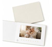Blank Linen Video Book with 7 Inch IPS Screen, 4GB Memory, Rechargeable for Videos and Photos, Keepsake Gift, Beige