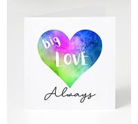 Blank Love Card, Greeting Card Suitable for Love, Valentine's Day, Anniversary, Friend, Girlfriend, Boyfriend and Just Because, Watercolour Heart. 6 x 6 (14 x 14cm) (Navy & Green)
