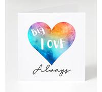 Blank Love Card, Greeting Card Suitable for Love, Valentine's Day, Anniversary, Friend, Girlfriend, Boyfriend and Just Because, Watercolour Heart. 6 x 6 (14 x 14cm) (Blue and Orange)