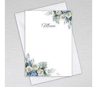 Blank Menu Cards for Tables with a Dusty Blue Floral Design Ideal for Restaurants, Weddings, Dinner Party Receptions/Write Your Own Menus: Dusty Blue Menu Choice Cards (Pack of 20 with Envelopes)