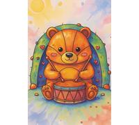 BLANK Musical Notebook - Animal Orchestra - Badger with a Drum: 6 x 9", 100 pages, 6 staves per page