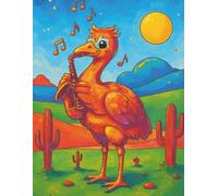 BLANK Musical Notebook - Animal Orchestra - Emu with a Saxophone: 8.5 x 11", 100 pages, 6 staves per page