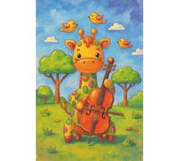 BLANK Musical Notebook - Animal Orchestra - Giraffe with a Cello: 6x9", 100 pages, 6 staves per page