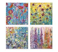 Blank Notecards Birthday Cards Pack of 8 -Various Flowers Designs - General Cards Suitable for Thank you,Birthday,Just to Say and other occasions - 2 Each of 4 Designs-Eco friendly