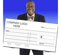 Blank Paper Presentation Charity Large Cheque Check 1500mm x 750mm for Photoshoots Presentations re use with Any Write and Wipe Pen