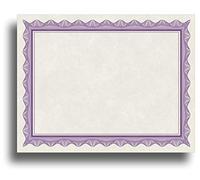 Blank Parchment Certificate Paper for Awards - Works with Inkjet/Laser Printers - Measures 8 1/2" x 11" - Purple Border - 25 Sheet Pack