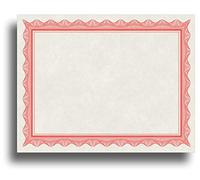 Blank Parchment Certificate Paper for Awards - Works with Inkjet/Laser Printers - Measures 8 1/2" x 11" - Red Border - 250 Sheet Pack