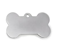 Blank Pet ID Tags for Dogs Cats Custom Name Tag Personalized Text Phone Number for Pets Stainless Steel Bone Shape Engraved on Both Sides Customized Gifts, Silver 2x1 Inch