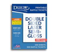 Blank Raffle Ticket Sheets with Tearaway Stubs - 500 Printable Tickets (100 Sheets) - 80lb White Laser Semi-Gloss Cardstock - 2" x 7" Tickets for Events, Drawings, Coupons - Laser Printers Only