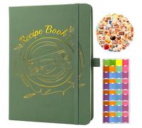 Blank Recipe Book to Write Your Own Recipes, A5 Recipe Book for Own Recipes with Index Tabs and Stickers, Blank Recipe Journal for 100 Recipes, Hardcover, 120Gsm Thick Paper, Family Cookbook Notebook