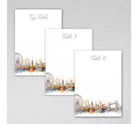 Blank Seating Plan Cards - London Theme Table Decor for Wedding Receptions, Hotel Restaurants & Dinner Party Seating Arrangements - British Style A6 Table Plan Cards (Pack of 21 without Envelopes)