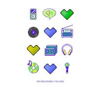 Blank Sheet Music Notebook - 6x9” Manuscript Paper - 80 Pages with Staves & Dotted Grid - Pixel Art Design (Hardcover)