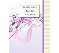 Blank Sheet Music Notebook: Large 8.5" x 11" | CREAM PAPER | Purple Notes on Pink Cover.