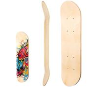 Blank Skateboard Deck 31 x 8 inch, Unfinished Paintable 7 Layer Maple Wood Deck Double Tail for DIY Art, Home School Handcraft for Kids Adults, Skateboard Wall Art Kit, 1PC