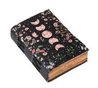 Blank Spell Book of Shadows Journal with Lock Clasp Celestial Handmade Vintage Leather Journal Moon Phase Print Diary Prayer Pagan Witchcraft Supplies Wiccan Decor Notebook Moon 2 (8 X 6)