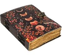 Blank Spell Book of Shadows Journal with Lock Clasp Vintage Handmade Leather Journal Moon Phase Print Diary Prayer Pagan Witchcraft Supplies Wiccan Decor Notebook Daily (8x6)