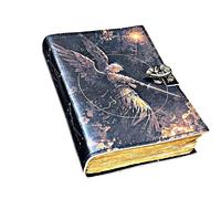 Blank Spell Book of Shadows Vintage Leather Journal with Angel Warrior Artwork with metal clasp lock junk journal grimoire journal leather sketchbook leather notebook gifts for him her