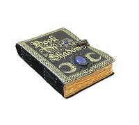 Blank Spell Book of Shadows with Celtic Lapis Stone - Vintage Leather Journal with Lock, Grimoire Junk Journal, Leather Sketchbook Notebook, 200 Deckle Pages - Witchcraft Gift for Him & Her