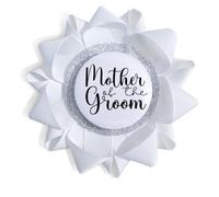 Blank tinplate badge,6Pcs DIY Ribbon Button pins for Baby Shower,Bridal shower,Birthday Party,White Wedding Shower Corsages for Bridsmaid,Name Pin for Grandma, Mimi, Gigi, Grandmother (White)