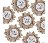Blank tinplate Badge,6Pcs DIY Ribbon Button pins for Baby Shower,Bridal Shower,Birthday Party,White Wedding Shower Corsages for Bridsmaid,Name Pin for Grandma, Mimi, Gigi, Grandmother