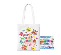 Blank Tote Bags,Coloring Canvas Tote Bags | Mother's Day Art Craft with Paint Pens Learning Activities for Kids Ages 3+ Girls Boys Kindergarten Classroom School Outdoor Travel